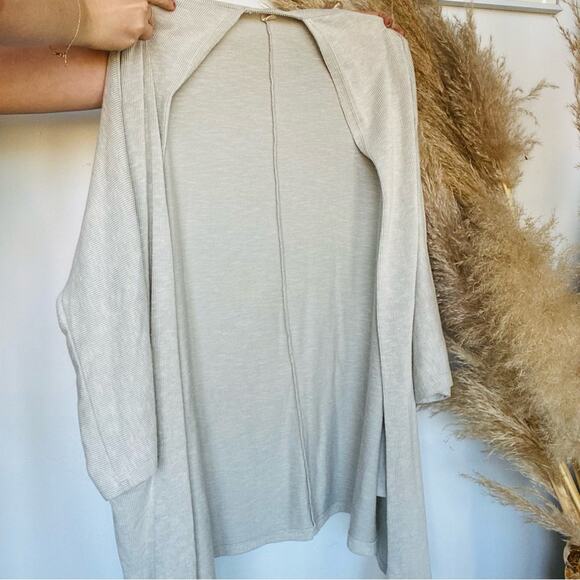 DONNI. ANTHROPOLOGIE Silvery Grey Oversized Long Open Cardi Cardigan Sweater M - Picture 3 of 8